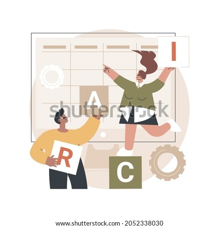 RACI matrix abstract concept vector illustration. Responsibility assignment matrix, linear responsibility chart, project management roles, decision making authorities abstract metaphor.