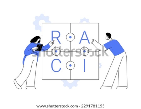 RACI matrix abstract concept vector illustration. Responsibility assignment matrix, linear responsibility chart, project management roles, decision making authorities abstract metaphor.