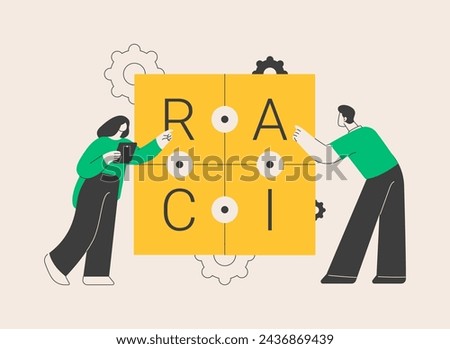 RACI matrix abstract concept vector illustration. Responsibility assignment matrix, linear responsibility chart, project management roles, decision making authorities abstract metaphor.