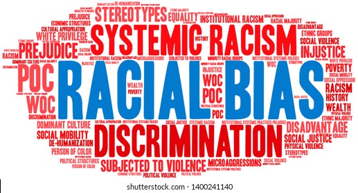  Racial Bias Word Cloud On A White Background. 