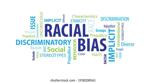 Racial Bias Word Cloud On A White Background