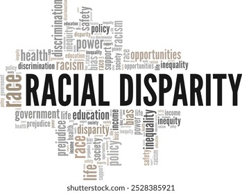 Disparidade racial palavra nuvem conceitual design isolado no fundo branco.