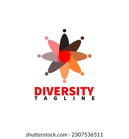 racial diversity vector logo template , people flower