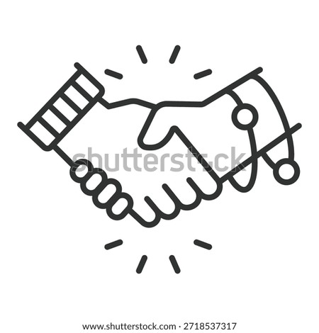 Racial equality icon in line design. handshake, equality, diversity, unity, cooperation, rights, people on white background vector. racial equality editable stroke icon