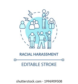 Racial harassment concept icon. Racism in social situation abstract idea thin line illustration. Expressing hostility against certain race. Vector isolated outline color drawing. Editable stroke