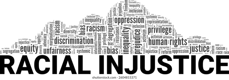 Racial Injustice word cloud conceptual design isolated on white background.