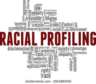 Racial profiling vector illustration word cloud isolated on white background.