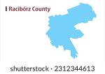 Raciborz County map, In Poland, White background. Perfect for Business concepts, backgrounds, backdrop, chart, label, sticker, banner, and wallpapers, Political Map