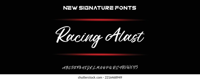 Racing Alast Sports minimal tech font letter set. Luxury vector typeface for company. Modern gaming fonts logo design.