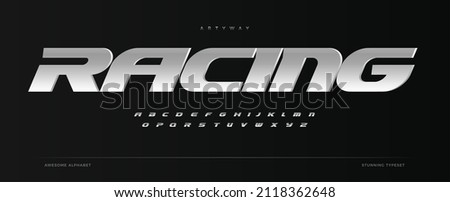 Racing alphabet. Speed sport font, automotive type for modern dynamic logo, headline, auto car branding and merchandise, typography and packaging. Wide bold italic letters, vector typographic design