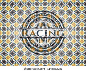 Racing arabesque style emblem. arabic decoration.