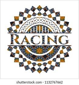 Racing arabic emblem background. Arabesque decoration.