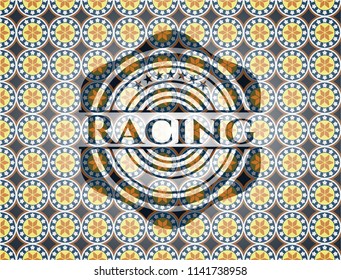Racing arabic style emblem. Arabesque decoration.