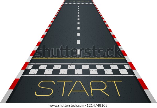 Racing asphalt road. Start and finish\
concept. Vector\
illustration