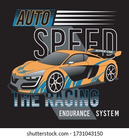 The Racing, Auto Speed Vintage Design For T-shirt Printing