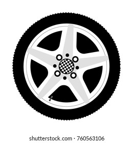 Racing automobile wheel for performances. Vector illustration.