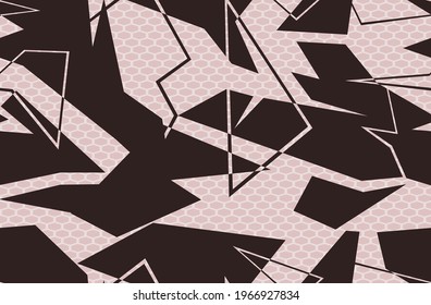 Racing background geometric. Abstract camo seamless pattern. Print vinyl and decal. Endless texture from shapes and lines. Vector