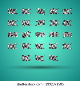 Racing background set collection of 23 checkered flags vector illustration. EPS10