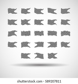 Racing background set collection of 23 checkered flags vector illustration. EPS10