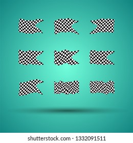 Racing background set collection of 9 checkered flags vector illustration. EPS10