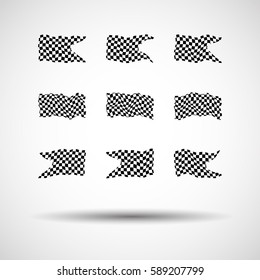 Racing background set collection of 9 checkered flags vector illustration. EPS10