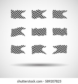 Racing background set collection of 9 checkered flags vector illustration. EPS10