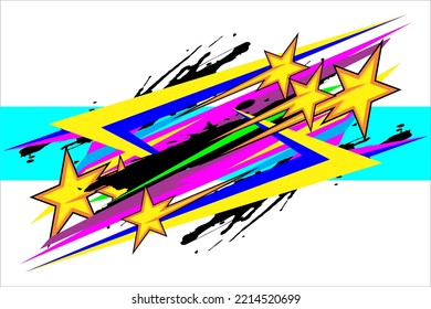 racing background vector design with unique stripe patterns and bright colors as well as star, splash and bubble effects suitable for your wrap racing design