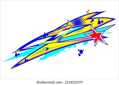 racing background vector design with unique stripe patterns and bright colors such as blue and combinations with other colors as well as star, splash and bubble effects suitable for your racing wrap d