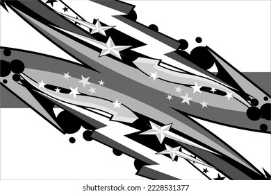 Racing background vector design with a unique pattern, a combination of stripes and grayscale colors with a star effect