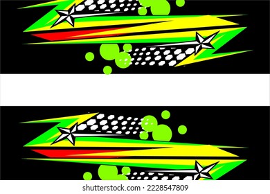 Racing background vector design with a unique pattern, a combination of stripes and bright colors like green and others, as well as a star effect