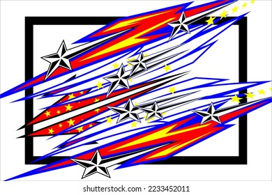 racing background vector design with a unique pattern, bright color combinations and stripes and star effects