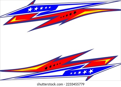 racing background vector design with a unique pattern, a combination of bright colors and the effect of stripes and stars on a white background