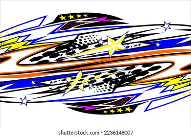 racing background vector design with a unique stripe pattern and a mix of bright colors and star effects