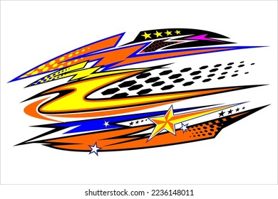 racing background vector design with a unique stripe pattern and a mix of bright colors and star effects