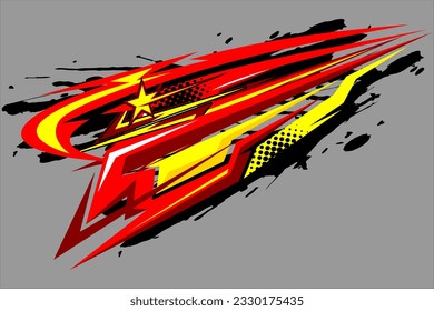 racing background vector design with a unique stripe pattern and with a mix of bright colors, with the effect of stars and spots on a gray background
