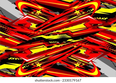 racing background vector design with a unique stripe pattern and with a mix of bright colors such as red, yellow with star effects, spots and spots suitable for wrapping designs