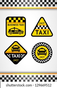 Racing Background vertical and Taxi - set retro stickers, vector illustration 10eps