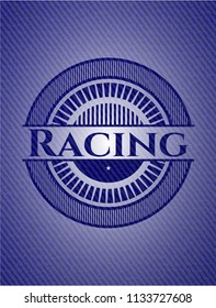 Racing badge with jean texture