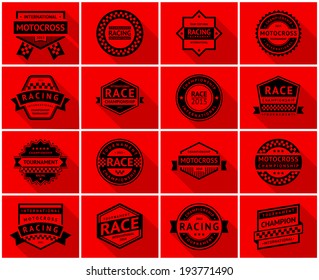 Racing badge set, vector illustration