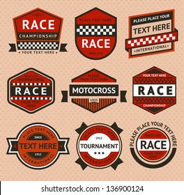 Racing badges set - vintage style. Vector illustration 10eps