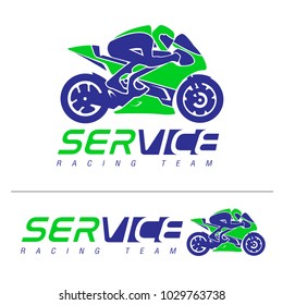 Racing badges. Themed logos, and service of the race cars and motorcycles. Vector illustration