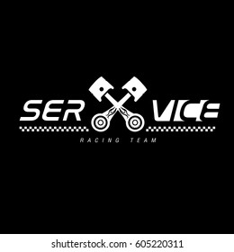 Racing badges. Themed logos, and service of the race cars and motorcycles. Vector illustration