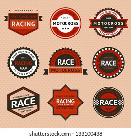 Racing badges, vintage style. Vector illustration