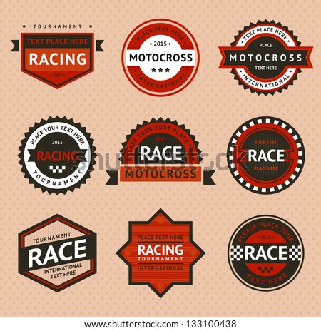 Racing badges, vintage style. Vector illustration