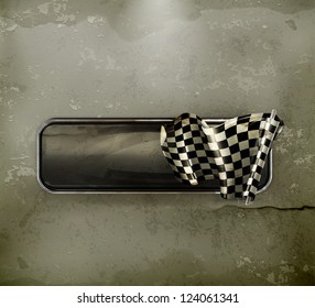 Racing banner flag, old-style vector