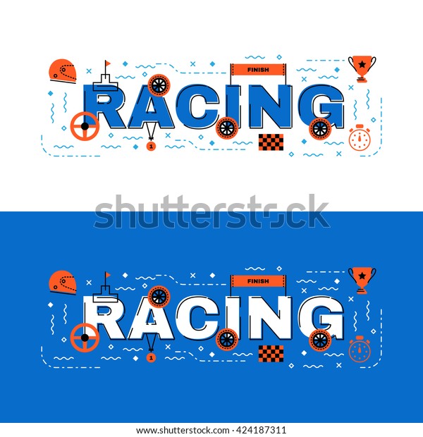 Racing Banner Racing Lettering Flat Line Stock Vector (Royalty Free ...