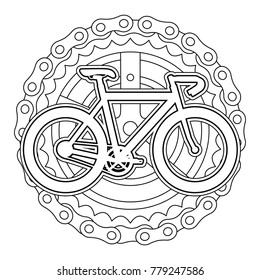 racing bicycle with chain and sprocket