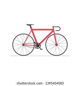 Racing Bicycle Symbol, Red Road Bike Sign. Vector Illustration Isolated On White Background In Flat Style