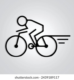 Racing bicycle, unique icon, cycle logo with a silver background. Vector illustration