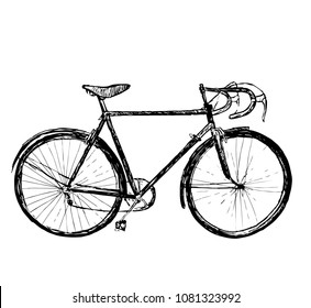 Racing bicycle. Vector hand drawn illustration